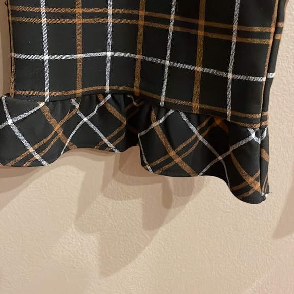 ZARA Trafaluc Collection women’s plaid ruffled hem cropped stretch pants zip LRG - Picture 5 of 13